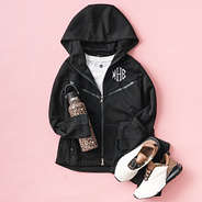 monogrammed youth full Zip hoodie in black ootd