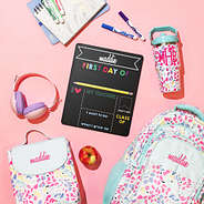 back to school chalkboard with wild confetti bags