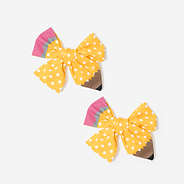 Girls Pencil Hair Bow Set in Yellow