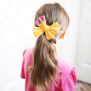 yellow girls pencil hair bow set with ponytail