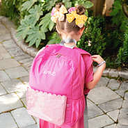 yellow girls pencil hair bow set with basic backpack