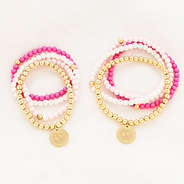 mom and me pink beaded bracelet stack