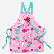 monogramed girls apron in fun and frosted