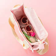 pink gingham girls tote bag inside shot