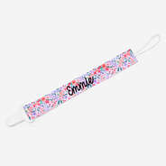 personalized paci clip in coral floral
