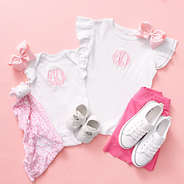 baby and toddler flutter sleeve top and bodysuits in white