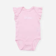 monogrammed flutter sleeve bodysuit in light pink