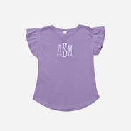 Monogrammed Flutter Sleeve Top in Lavender