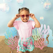 light pink toddler flutter sleeve top on aria