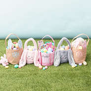 group of easter baskets on grass