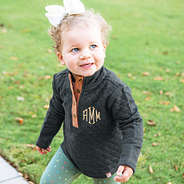 charcoal kids quilted pullover with fall leggings