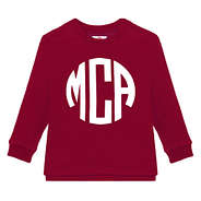 crimson monogrammed kids sweatshirt