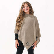 youth girl wearing camel poncho