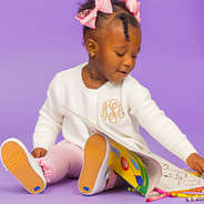 monogrammed baby swing cardigan with coloring book