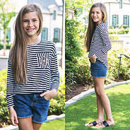 kids tunic shirt in black and white stripes