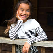 monogrammed girls gray and white stripe sweater tunic