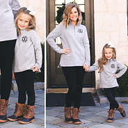 mom and me grey pullover sweatshirts
