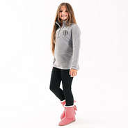 studio shot of youth girl in gray pullover