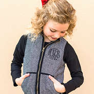 youth girls herringbone vest in black