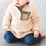 baby boy in cozy sherpa pullover