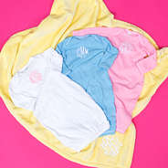 Personalized Baby Layette Gown on Yellow Blanket
