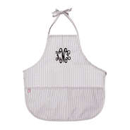 monogrammed seersucker gray kids apron