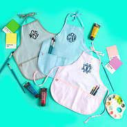 monogrammed kids aprons
