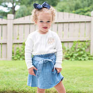 baby denim hair bow with denim outfit