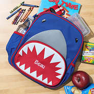 shark preschool backpack with crayons