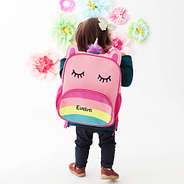 unicorn preschool backpack on back