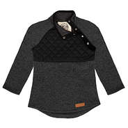 Youth Asymmetrical Snap Pullover in Charcoal
