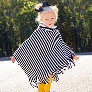 Monogrammed Kids Striped Fringe Poncho