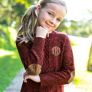 monogrammed girls burgundy dress with embroidered monogram