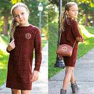 youth girls burgundy monogrammed sweater dress