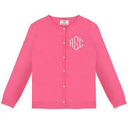 monogrammed pink youth cardigan