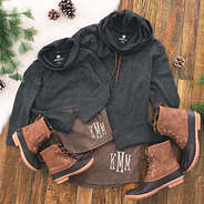 mom and me cowl neck tunics gray and brown