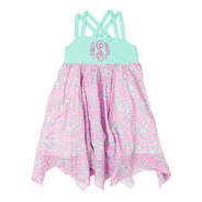 kids mint and palm handkerchief hem dress