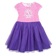 kids pink striped and purple tule dress