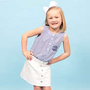 girls seersucker top with skirt