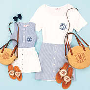 cute kids seersucker top and white skirt