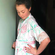 floral lace bath robe on young girl