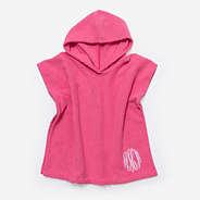 monogrammed toddler hooded towel poncho in hot pink