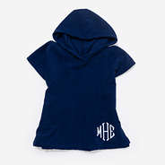 monogrammed toddler hooded towel poncho in navy