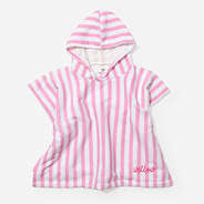 monogrammed toddler hooded towel poncho in pink scallop stripes
