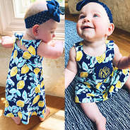 cute baby in lemon dress