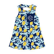 lemon monogrammed kids bow swing dress