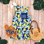 kids lemon bow swing dress