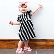 baby girls stripe tie sleeve dress