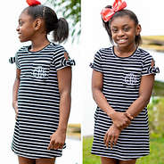 youth girls black and white stripe dress