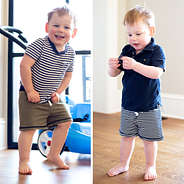 olive and navy stripe reversible shorts